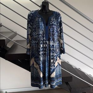 Elegant Blue Patterned Hale Bob Dress